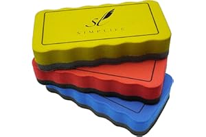 ALSERO SIMPLIFE - 3 Pack Magnetic Whiteboard Erasers - Small Size White Board Wipers, Dry Erase Rubber in Vibrant Colours