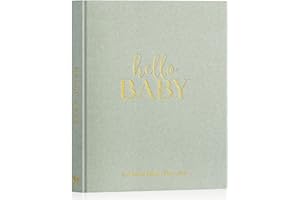 Lanpn Hello Baby Erstes 5 Jahr Babytagebuch für Mädchen Junge - Leinen Hardcover Baby Tagebuch zum Eintragen Babybuch für neue Eltern - Baby Album Baby Erinnerungsbuch Geschenk (Grün, 154 Seiten)