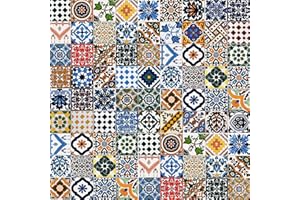 IL MAGHREBINO 100 Mattonelle Premium Selection in Ceramica Smaltata - Rainbow Colors - 10x10 cm spessore 0,6 cm - Mattonelle Tunisine realizzate con Serigrafia Artigianale - Adatte a rivestimento