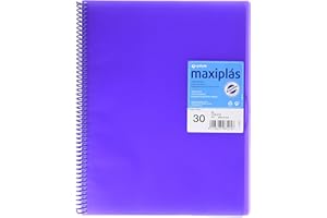 Grafoplás 39833035－Carpeta de 30 fundas A4 con sobre. Con gomas y espiral, color violeta