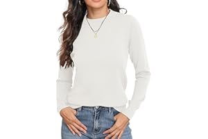 GRECERELLE Damskie swetry miękkie dzianinowe podstawowe okrągłe wycięcie pod szyją długi rękaw jesień zima wiosna sweter topy dla kobiet