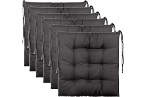 Brandsseller Ensemble de 6 Coussins de Chaise de Jardin/Coussin de siège de Jardin en Polyester - Couleur Anthracite
