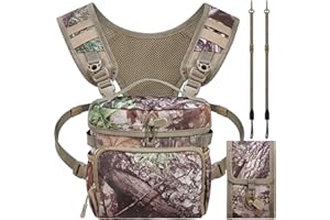 NewView Arnés para prismáticos con Bolsillo extraíble para telémetro, Correa Ajustable para prismáticos y Funda para la Lluvia: Ideal para Caza, Senderismo y observación de Aves