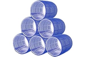 ‎PONIK'S PROFESSIONAL PONIK'S PROFESSIONAL - Haarrollen Lockenwickler, Lockenwickler Selbsthaftend Set, Haar Roller 6 Stücke, Haarrollen Locken 51 mm, Jumbo Größe Haar Lockenwickler, Selbst Griff Locken - Blau
