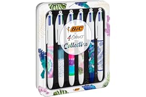 BIC 4 Colores Decors Collection Series Botanical y Tie Dye Bolígrafos de Punta Media (1,00 mm) - Material escolar, papeleria y oficina, boligrafos bonitos - Ideas de regalos