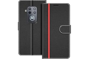 COODIO Custodia per Motorola One Zoom, Custodia in Pelle Motorola One Zoom, Cover a Libro Motorola One Zoom Magnetica Portafoglio per Motorola One Zoom Cover, Nero/Rosso