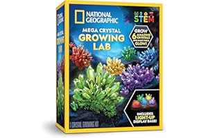 BLUE MARBLE NATIONAL GEOGRAPHIC Mega Crystal Growing Kit for Kids- Grow 6 Crystals + Light-Up Stand, Science Gifts, Crystal Making, Science Kit for Girls & Boys