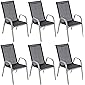 6er Set Gartenstuhl Camping Stapelstuhl Hochlehner Terrassenstuhl – Textilene Stahl stapelbar – Farbe: Rahmen hellgrau…