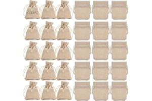 NAEBRO 50 szt. Naturalna torba z juty 7 x 9 cm, torby z tkaniny ze sznurkiem wielokrotnego użytku torby na biżuterię na cukierki, torby na prezenty do rękodzieła, wesela, przyjęcia bożonarodzeniowe