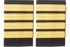 HEUK HandembroideryUK Four Gold Stripes Shoulder Epaulettes | Pilot Shoulder Board | Rank Slide for Uniform, Military Insignia, Uniform Badge Epaulette