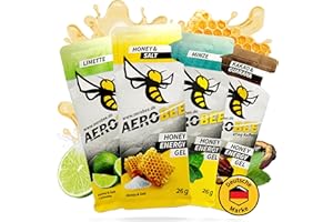 ‎AEROBEE AEROBEE Energy Gel Classic - Probierpaket 4x26 g [100% Natürliches Energie aus Honig] richtig leckeres Sportgel für den Ausdauersport, Energy Gel Laufen, Power Sport, Sportnahrung