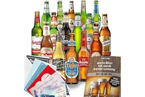 MONATSGESCHENKE BIERE DER WELT Geschenkbox – 16 internationale Biersorten – Bier Tasting Set für Männer, Geschenkidee zum Geburtstag, Vatertag & Weihnachten inkl. Geschenkkarten