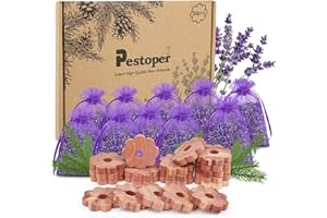 Pestoper 30 Piezas Antipolillas para Ropa Armario, 20 Anillos De Polilla 10 Bolsitas De Lavanda, Protección contra Polilla De Ropa, Ambientador Armario Polillas Trampas