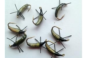 BESTCITY PACK#48 Cebos para pesca con mosca, ninfas estáticas, color oliva, tamaño 10, calidad Reino Unido, ideales para la pesca de truchas