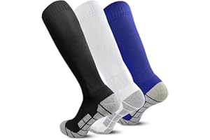 HYCLES 1/3 pary dziecięcych skarpet do piłki nożnej, męskie, oddychające, wysokie do kolan, skarpety piłkarskie dla dzieci i dorosłych, uniseks, skarpety sportowe dla chłopców i dziewczynek, do biegania,