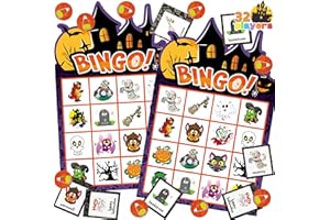 JOYIN 32 Halloween Bingo Game Cards (4 x 4 & 5 x 5) - Activities for 16 Players, Halloween Party, Card Games, School Classroom Games, Trick or Treat, Party Accessories, Family Activities