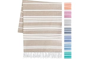 Artexia Serviette De Plage en Coton Drap De Plage Couverture Pique Nique Natte De Plage Plaid en Coton Serviette De Bain Fouta Plage Serviette De Plage XXL (Naturel)