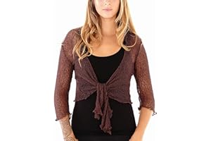 SHU-SHI - Cardigan/Coprispalle Trasparente - Effetto a Maglia - Donna