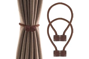 ISIYINER Cortina Abrazaderas, Magneticas Cuerda Hebillas Cortina Clips Moderna Hebilla de Cortina Estilo Octágono Soporte de Cortina Magnéticas para Ducha Cocina Oficina 1 Par Café