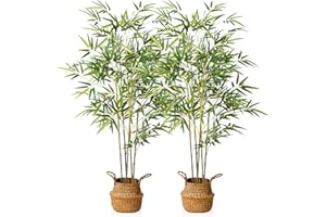 Kazeila Bambù Artificiale 140cm Piante Finte Bambu Piante Artificiali Grandi Decorazione per Interno ed Esterno Balconi Casa Ufficio Cucina Moderna(2Pack)