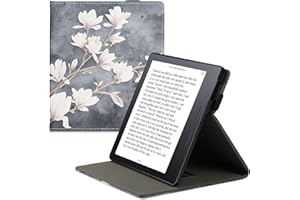 kwmobile Etui kompatybilne z Amazon Kindle Oasis 10. generacji - etui na czytnik e-booków ze skóry PU - Magnolie Taupe/Biały/Niebieski Szary