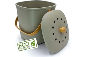 YourCasa® Bac à Compost - 6L - Bac à Biodéchets Cuisine - Inodore & Lavable - Poubelle Bio Durable avec Couvercle & Filtre au Design Sobre - Déchets Organiques - Bio-Seau