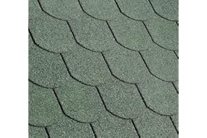 Gartenpirat Bardeaux de toiture en Bitume Bardeaux de toiture en Forme de Queue de Castor Vert 2 m² pour abri de Jardin, Remise à Outils, pavillon et abri de Voiture