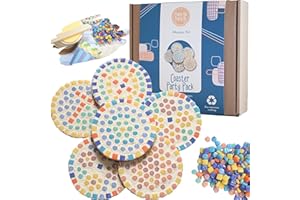 Crafty You Crafty Me - Make Your Own Mosaic Coasters, Activity Set, Arts and Crafts Gift (6 Pack - Round), Made in UK