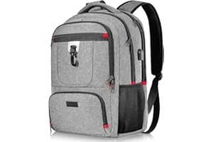 ‎BIKROD Rucksack Herren, Groß Wasserdicht Schulrucksack für Jungen Teenager, 17.3 Zoll Laptoptasche mit USB Ladeanschluss | Arbeit Reisen Wandern Backpack mit Anti Diebstahl Tasche, Grau Daypack, 25-40 L