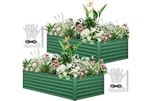 ‎YITAHOME YITAHOME 2er-Set Hochbeet Metall 240x120x58cm, Hochbeete-Kit aus Verdicktem Zink-Aluminium-Magnesium-Edelstahl-Metall Hochbeete für Garten mit Stützstange & Handschuhe für Gemüse, Blumen (Grün)