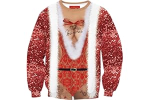 BesserBay Unisex Ugly Christmas Sweatshirts Long Sleeve 3D Printed Funny Graphic Pullover (S-3XL)