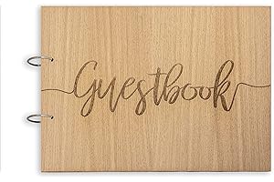 MANTA MAKES Wedding Guest Book | Guestbook Message Book Memory Signature Christening Birthday Engagement Party | White Paper with engraving | Thick Paper 30 Page - 60 Side A4 Landscape