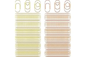 Disnace 300 Pezzi Graffette Colorate, Piccole Graffette in Metallo, Fermacampioni a Forma di Cuore Stella Cicciotto, Clip di Cancelleria, Graffette Ufficio per Casa, Ufficio, Scuola (Oro, Oro Rosa)