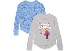 Amazon Essentials Disney | Marvel | Star Wars | Frozen Camisetas Térmicas de Manga Larga Niña, Pack de 2