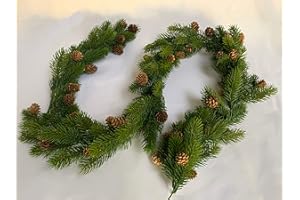 mucplants Tannengirlande mit echten Zapfen, Spritzguss-Verfahren, Kunsttanne, Girlande, Länge 180cm, Edeltanne, künstliche Tanne für Zimmer-, Büro-, Gaststätten- oder Messedekoration
