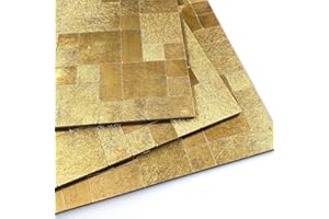 BeNice Adhesive Tiles for Kitchen Splashbacks Self Adhesive,Peel and Stick Square Tiles Stickers 3D Metal Backsplash Mosaic Wall Tiles(10sheets,Flowing Gold)