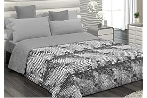 il dolce stile della tua casa traputino copriletto estivo matrimoniale/singolo/piazza e mezza stampa geometrica 100 grammi (piazza e mezza, melange grigio)