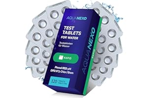 AQUANEXO tablettes de test pour piscine pH et chlore, Phenol red tablettes + DPD 1 tablettes, Pooltester, pastille control chlore, Tablettes de mesure Pool Tester, Accessoires de piscine (120)