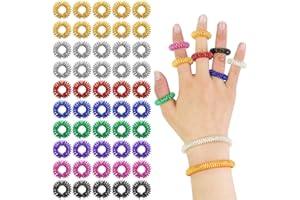 Mis.Moon 52 Stücke Finger Massage Ring Set, 8 Farben Stachelige Sensorische Finger Ringe Anti Stress Acupressur Ringe Leise Stress Reduzierer und Massager
