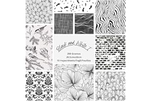 ASENME Pack Scrapbooking, Papier Design pour Artisanat, Scrapbooking 10 Unités (A4) Papier (Noir et blanc 1, 10 unités)