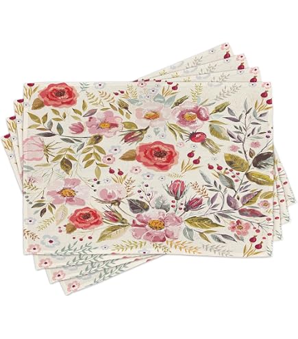 Bonhause Frühlingsblumen Tischsets, 4er Set – 30x45 Cm, Waschbar Aus Polyester, Für Küche Und Partydeko