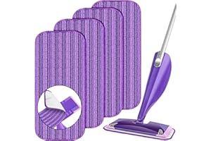 TINA&TONY Reusable Spray Mop Refill Pads for Flash Powermop, Microfibre Mop Pads Washable for Household Wet Dry Cleaning Mop, Floor Mop Head Replacement for Hardwood Laminate Floor Cleaning, 4 Pack