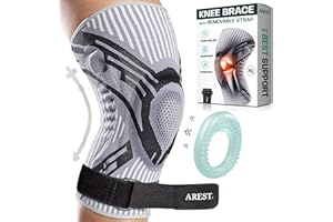 AREST Knee Support for Men and Women - Bandage Knee with Compression Band - Compression Knee Support with Side Stabilisers for Sports (XL)