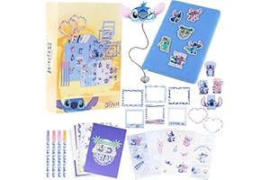 Get Trend Disney Stitch Scrapbooking Kit Bambini, DIY Giornale Set Arte con Taccuino Adesivi Penna a Sfera Segnalibro, Set Cancelleria, Regalo Bambina (Blu Stitch)