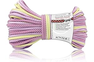 Ganzoo Paracorde 550, 4mm Corde Arc-en-Ciel, 30 Mètres, Nylon/Polyester, Type 3-7 brins intérieurs, Corde d'extérieur, pour Bracelet, Laisse, Collier, Rainbow, Arc-en-Ciel Violet-Jaune Diamond