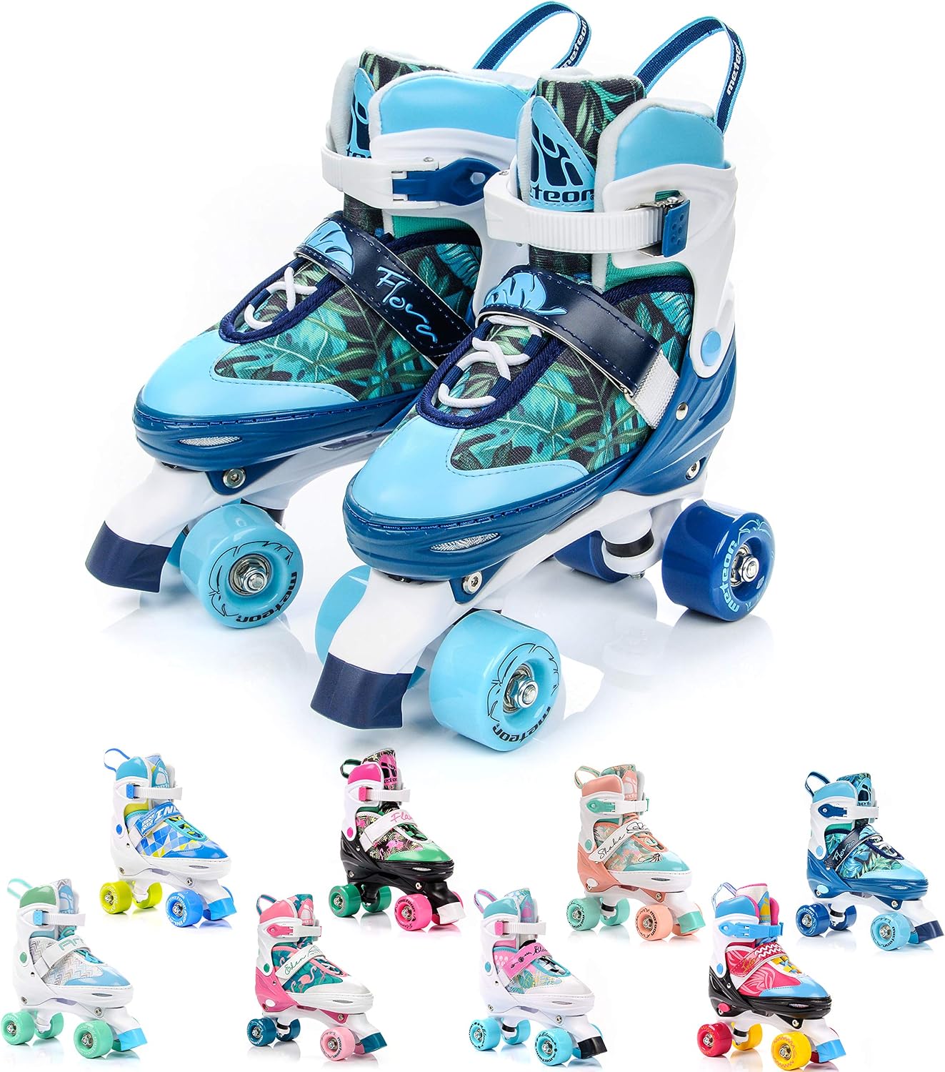 meteor Patines 4 Ruedas Ajustable Disco Roler Skate Patines en Paralelo Retro Quad Skate Patines para Niños Adolescentes y Adultos tamaño Ajustable del Zapato