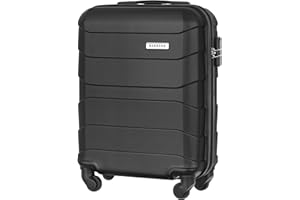 BARRENS Handgepäck Koffer 55x40x20 cm Reisekoffer Hartschalenkoffer Cabin Size Suitcase Carry On Luggage Kabinenkoffer mit 4 Rädern Zahlenschloss Teleskopgriff Groß und Leicht (Schwarz)