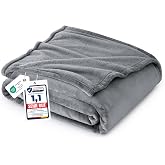 Bedsure Blanket Sofa Plaid Bed - Flannel, 150 x 200 cm, Grey | Lightweight Breathable Thick Soft Flannel Throw Blanket Decor