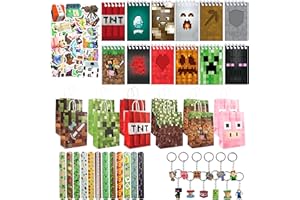 HYZMSZA Video Game Party Favours, 98 Stück Kinder Geburtstag Party Favours mit Schlüsselanhänger Laptop Aufkleber Spiel Armband Geschenk Tasche Giveaway, Gamer Theme Supplies