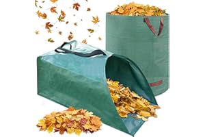 GIOVARA 200L Sacco per rifiuti da giardino a pala, Sacchi per Rifiuti da Giardino Resistenti, Sacchetti resistenti con manici, Sacchi per rifiuti da giardino riutilizzabili con manici e pieghevoli